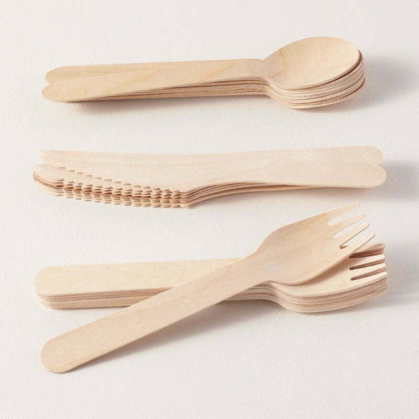100PK WOODEN CUTLERY SET